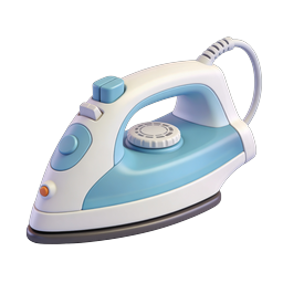 Clay Style Blue Iron Icon - 3D Household Appliance