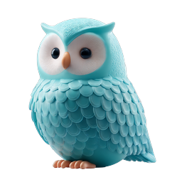 Adorable Blue Clay Owl 3D Icon - Cute Bird Character
