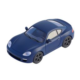 Blue Clay Sports Car Icon | 3D Rendered Vehicle