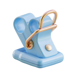 Blaues 3D-Tacker-Icon aus Ton mit roségoldenen Akzenten