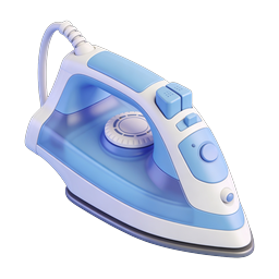 Blue Clothes Iron 3D Icon - Laundry Appliance Symbol