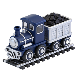 Blue Coal Train Icon - 3D Isometric Rail Transport