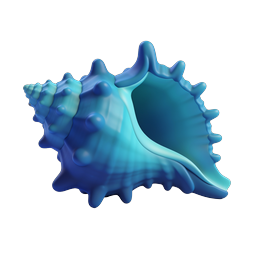 Blue Conch Sea Shell 3D Icon - Ocean Themed