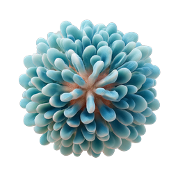 Blue Coral Sphere Icon - 3D Realistic Sea Anemone