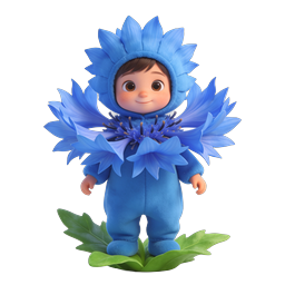 Ícone de personagem 3D fantasia infantil azul centáurea