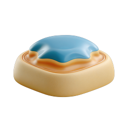Blue Cream Bowl 3D Icon | Glossy Food Container Graphic