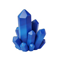 Blue Crystal Cluster 3D Icon - Glossy Gemstone Design