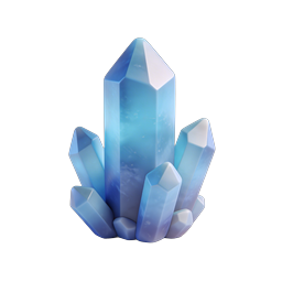 Blue Crystal Cluster 3D Icon - Gemstone Mineral Design