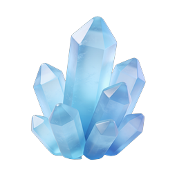 Blue Crystal Cluster Icon - 3D Realistic Gemstone