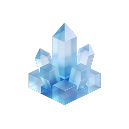 Blue Crystal Cluster 3D Icon - Translucent Glass Gem