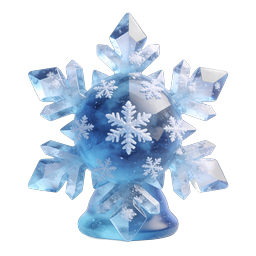 蓝色水晶雪花图标 - 写实 3D 冬季设计