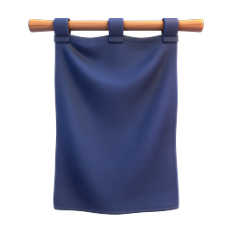 Blue Tartan Curtain Banner Icon - Realistic 3D
