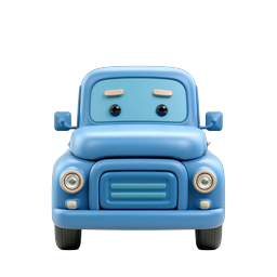 Adorable Blue Cartoon Truck Character Icon - 3D Render