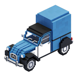 Blue Voxel Delivery Truck Icon - Isometric Pixel Art