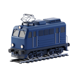 Blue Electric Locomotive Icon - 3D Train Illustration