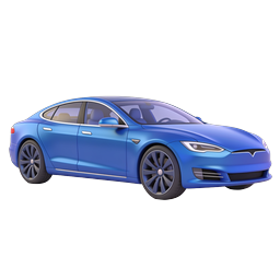 Ícone de sedã elétrico azul | ilustração EV premium 3D