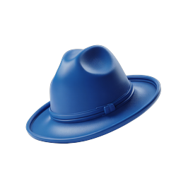 Blue Fedora Hat Icon - Western Fashion 3D Render