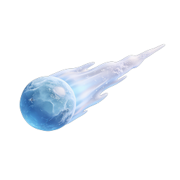 Blue Fireball Comet Icon | Realistic 3D Energy Orb