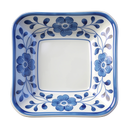 Blue Floral Porcelain Square Plate Icon