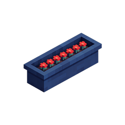 Blue Flower Planter Box Isometric Voxel Icon