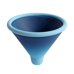 Ícone de funil 3D azul | Funil de vendas e marketing