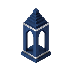 Blue Isometric Gazebo Pavilion Icon - 3D Voxel Style
