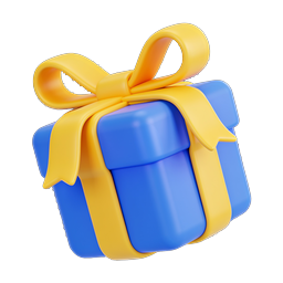 Blue Gift Box Icon with Yellow Ribbon - 3D Present