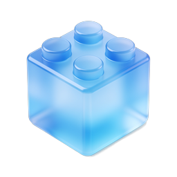 Blue Glass Building Block Icon - 3D Realistic