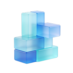 Icona di blocchi di vetro blu impilati - Stile 3D realistico