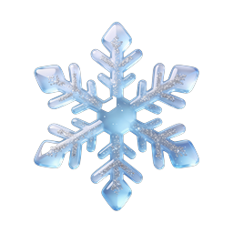 蓝色玻璃雪花图标 - 3D 冬季水晶