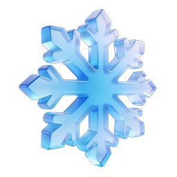 蓝色玻璃雪花图标 - 逼真 3D 冬季水晶