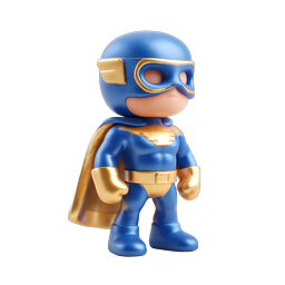 Blue Gold Superhero Clay Figure 3D Icon
