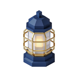Navy Blue Golden Lantern 3D Illustration Icon