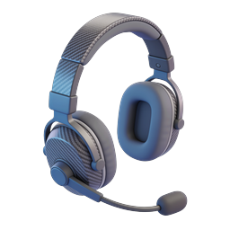 Blue Gaming Headphones with Microphone Icon