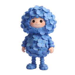 可爱蓝色绣球花角色 Kawaii 图标