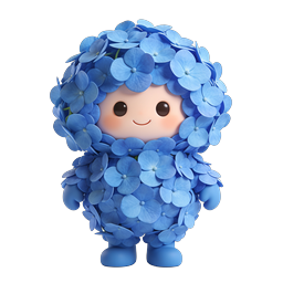 Blue Hydrangea Flower Character Cute 3D Mascot