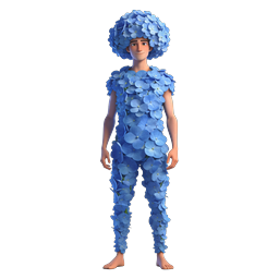 Blue Hydrangea Flower Man - 3D Character Illustration