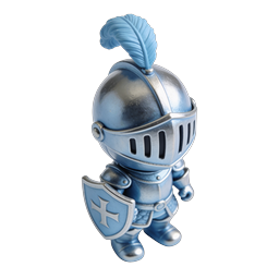 Blue Chibi Knight Warrior with Shield | Medieval Knight Icon