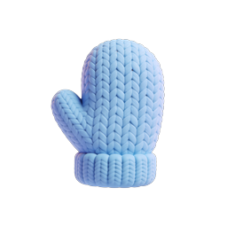Blue Knit Mitten Icon - Cozy Winter Clay Style