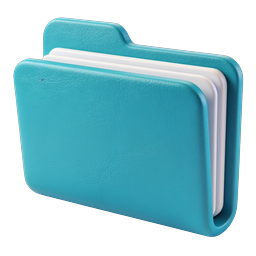 3D Blue Leather Folder Icon for File Management