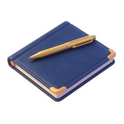 Premium Blue Leather Notebook with Gold Pen Icon