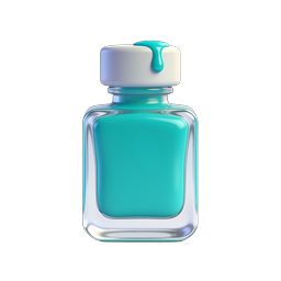 3D Blue Liquid Bottle Icon | Premium Glass Container