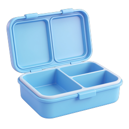 青いランチボックスアイコン - 3D お弁当容器イラスト