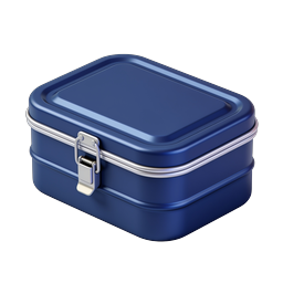 Icône de boîte à lunch en métal bleu | Rendu 3D réaliste