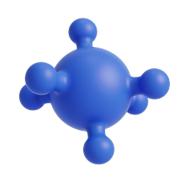 Blue 3D Molecule Icon - Science & Chemistry Symbol