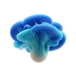 Blue Mushroom Cluster 3D Render - Nature Icon