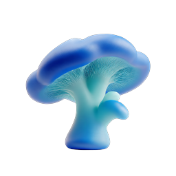 Blue Mushroom 3D Icon - Fantasy Fungi Illustration