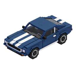 Icona Voxel Muscle Car Blu - Classiche Strisce da Corsa