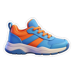 Blue & Orange Athletic Sneaker Icon - 3D Render