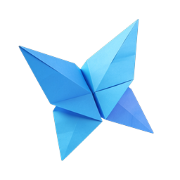Blue Origami Butterfly Paper Craft Icon